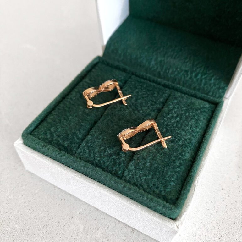 Rose gold earrings with cubic zirconia - Infinity