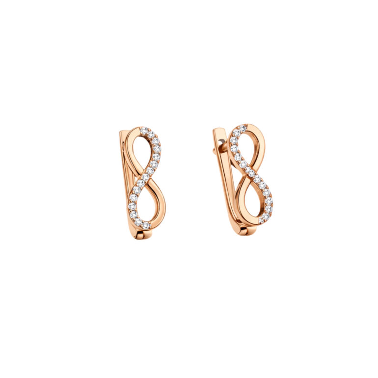 Rose Gold Earrings With Cubic Zirconia - Infinity
