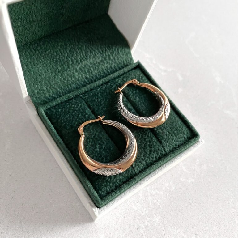 Rose and white gold hoop earrings