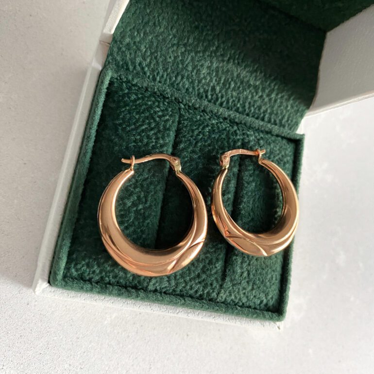 Rose and white gold hoop earrings