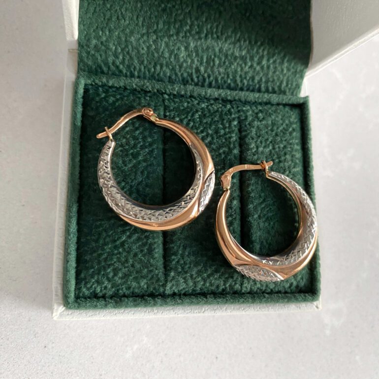 Rose and white gold hoop earrings