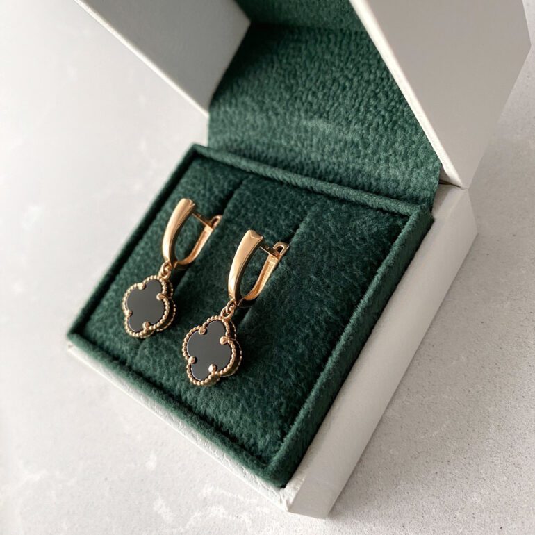 Rose gold earrings - four-leaf clover