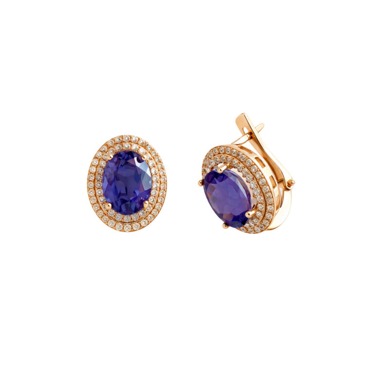Rose Gold Earrings With Tanzanite