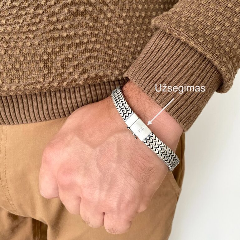 Modernaus matinio šlifavimo tamsinta sidarinė apyrankė vyrams