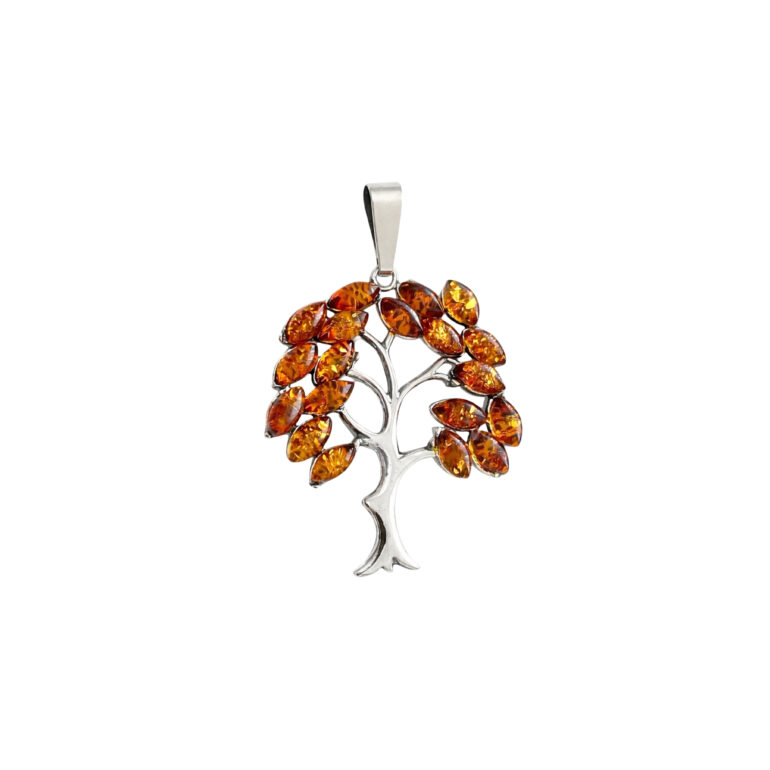 Sterling Silver Pendant With Amber