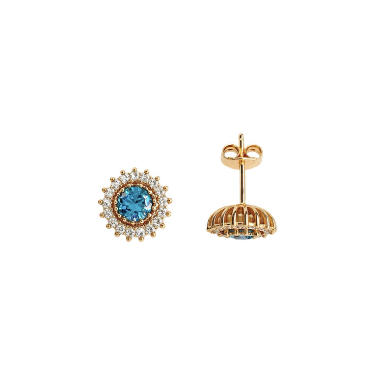 Rose Gold Earrings With Topaz And Cubic Zircoia