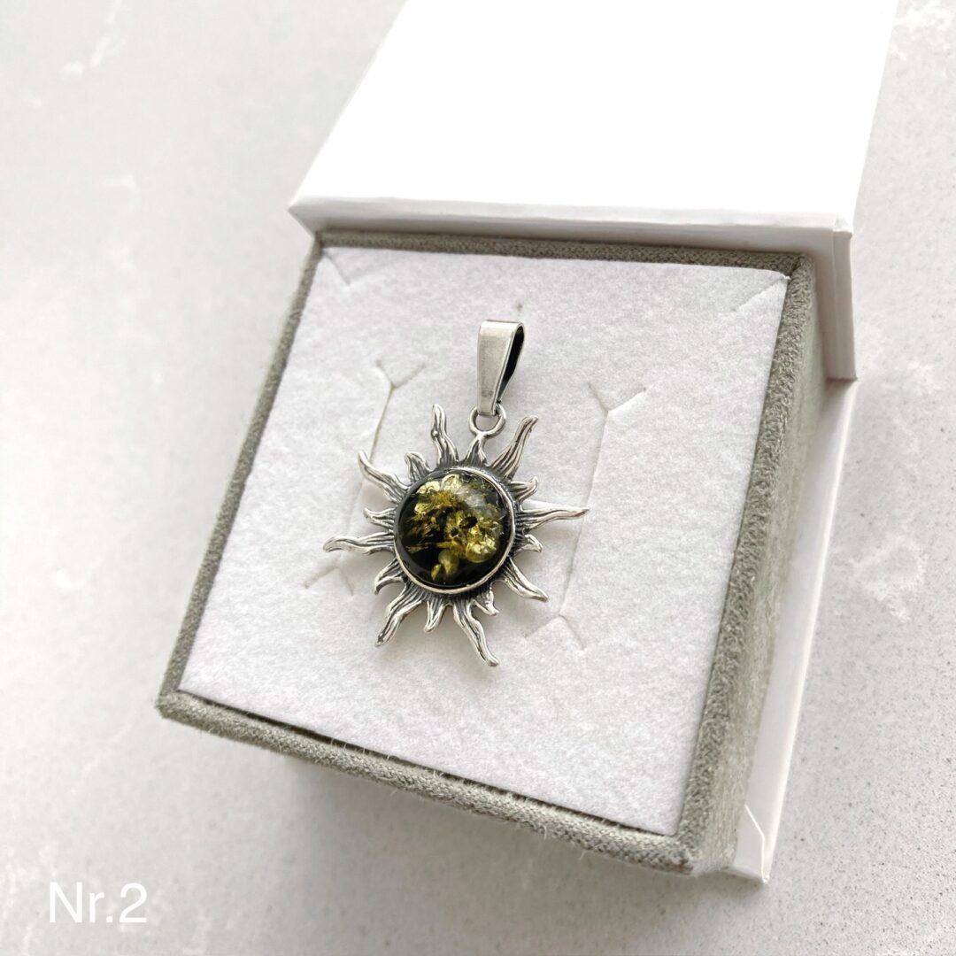 Sterling silver pendant with amber