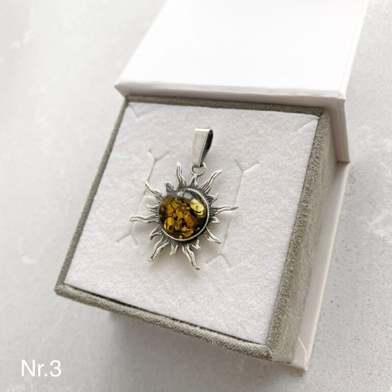 Sterling silver pendant with amber