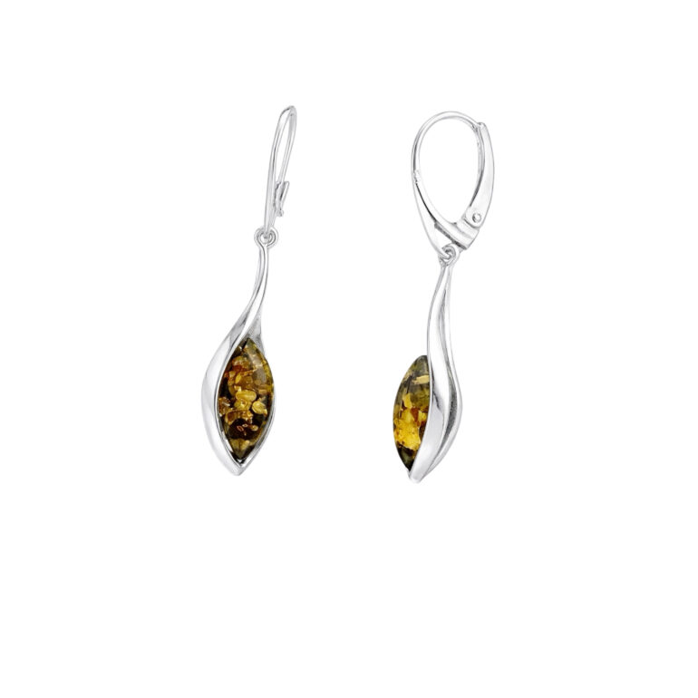 Sterling Silver Earrings With Amber