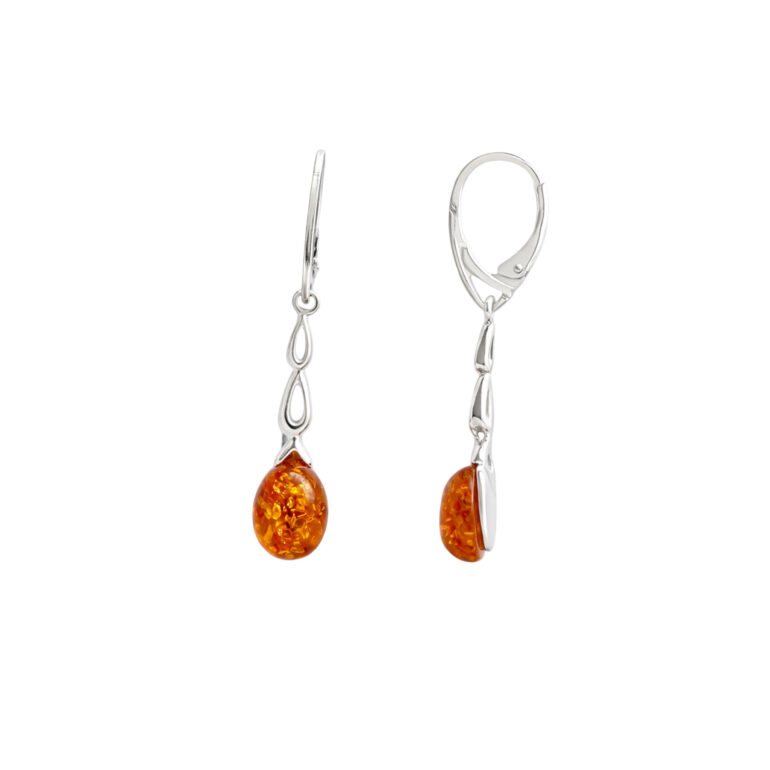 Sterling Silver Earrings With Amber
