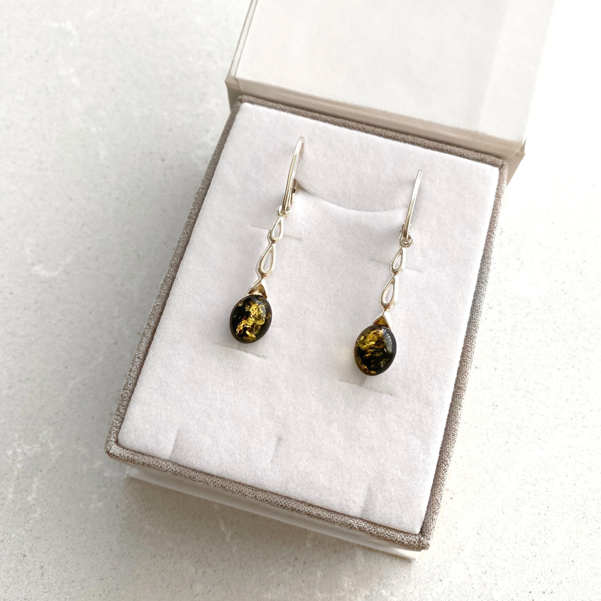 Sidabriniai Auskarai Su Gintaru