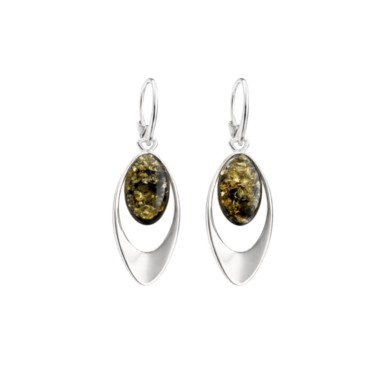 Sterling Silver Earrings With Amber