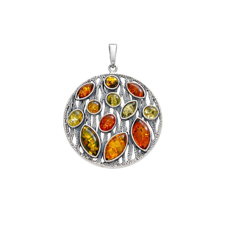 Sterling Silver Pendant With Amber