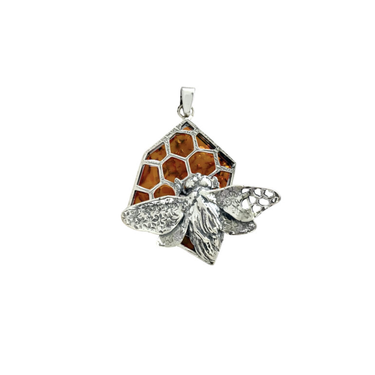 Sterling Silver Pendant With Amber