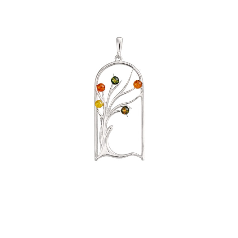 Sterling Silver Pendant With Amber