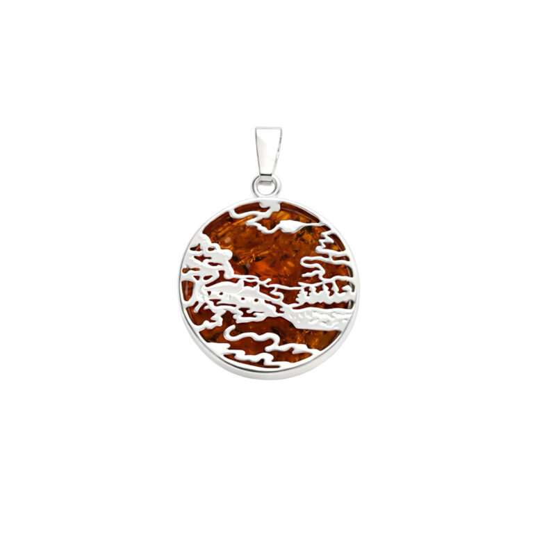 Sterling Silver Pendant With Amber