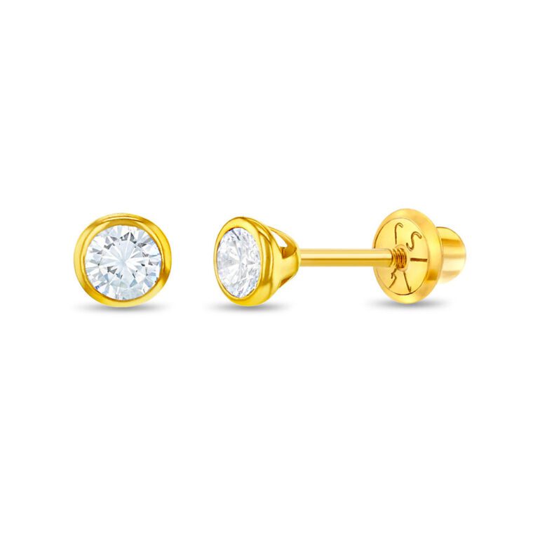 Yellow gold stud earrings for kids