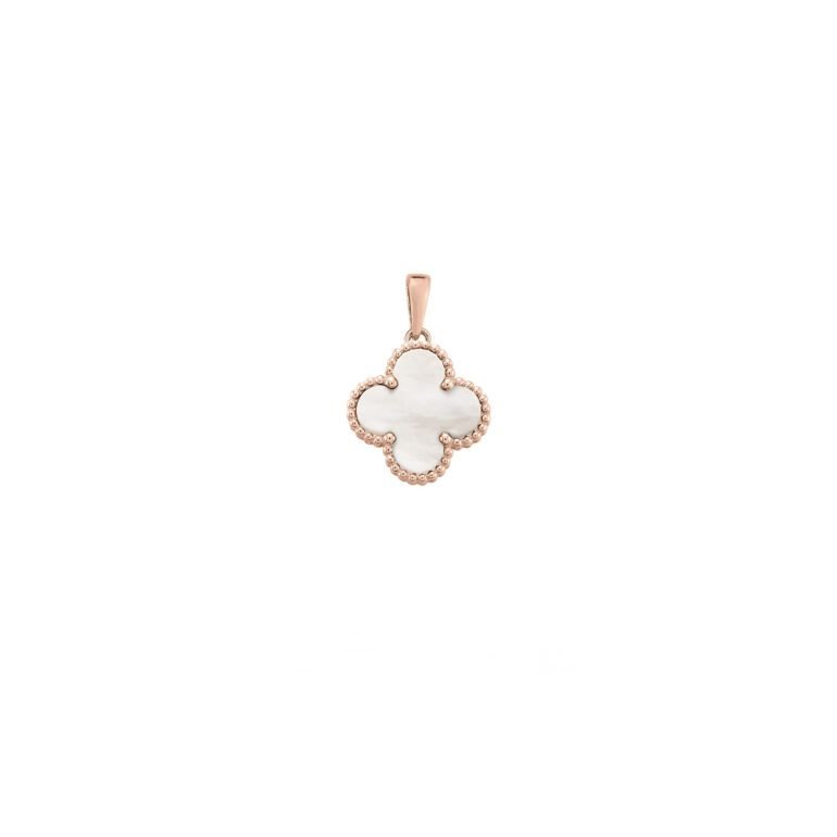 Rose gold pendant with mother of pearl - four-leaf clover