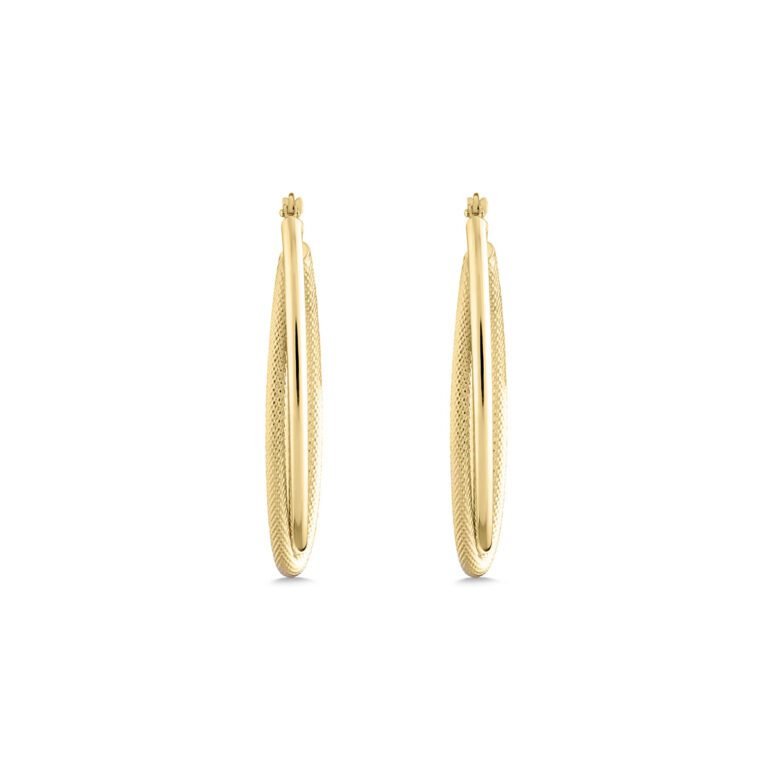 Yellow gold double hoop earrings