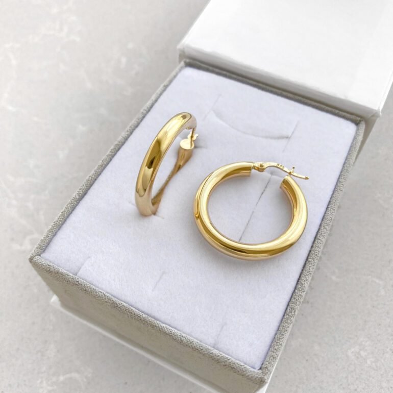 Yellow gold hoop earrings