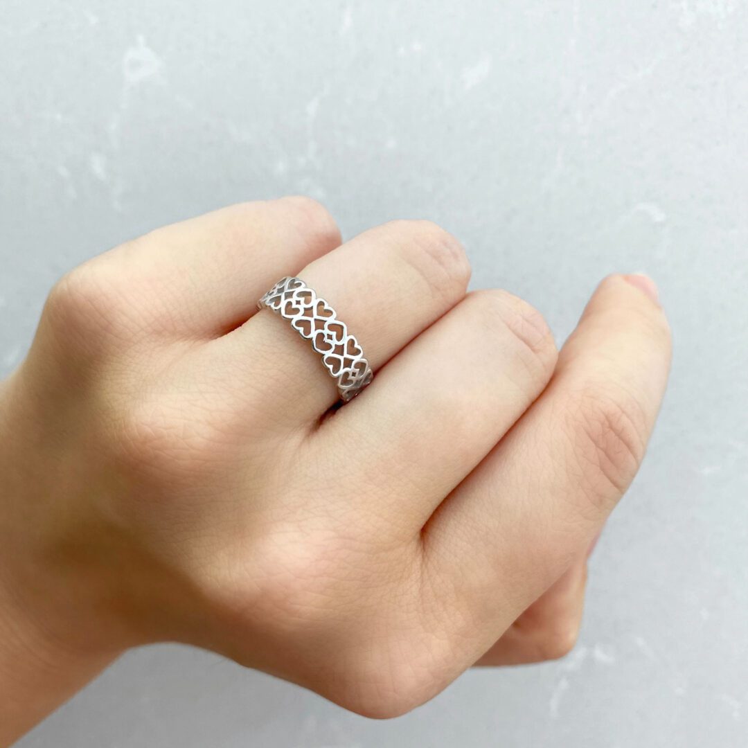 Sterling silver ring - hearts