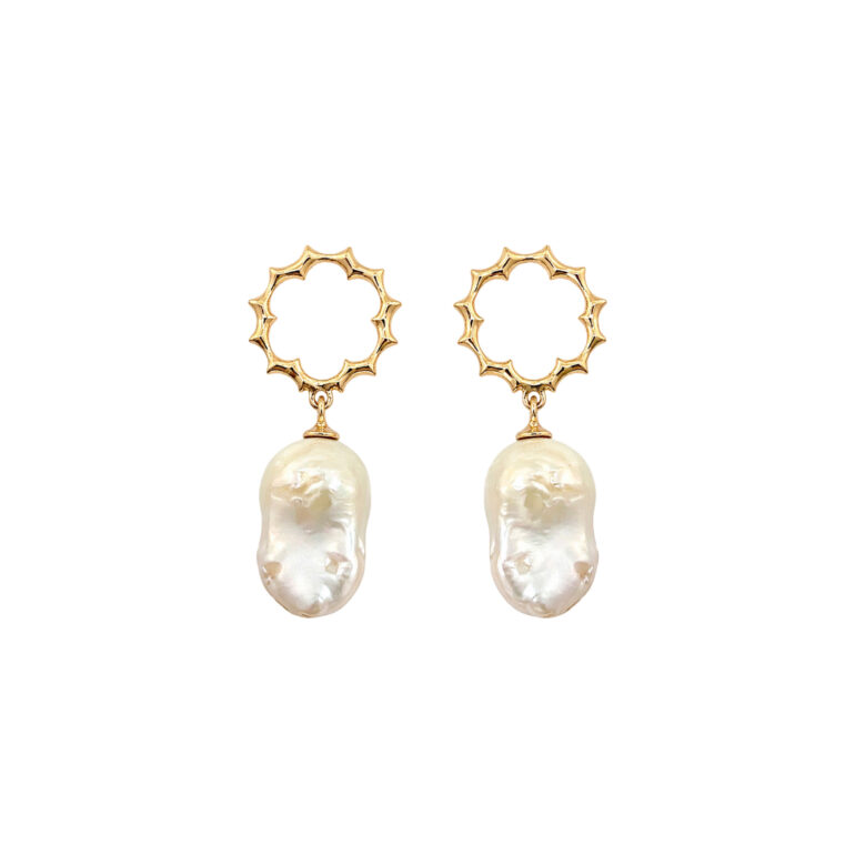 Geltono Aukso Auskarai Su Perlais