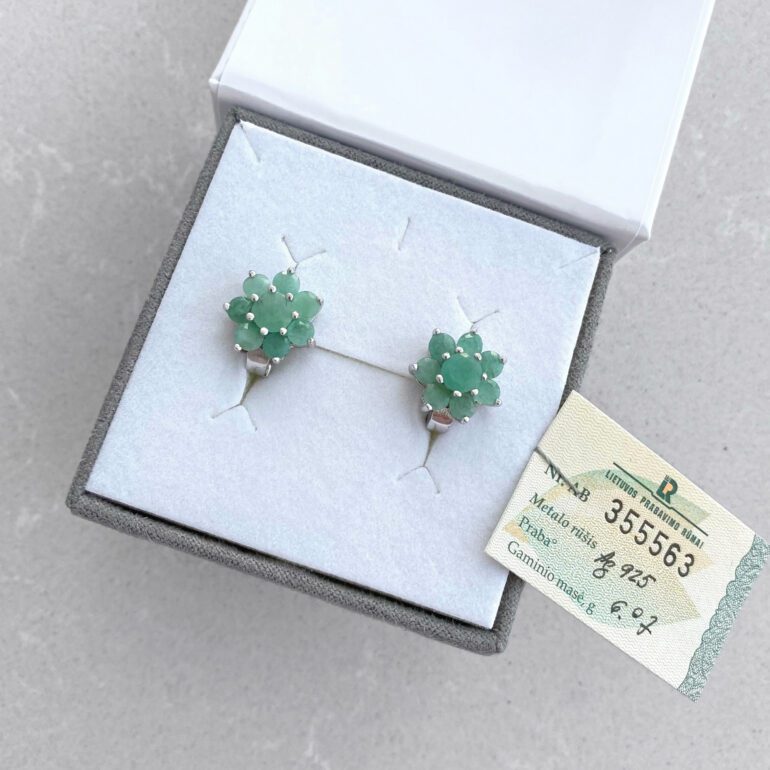 Sterling silver earrings with emeralds