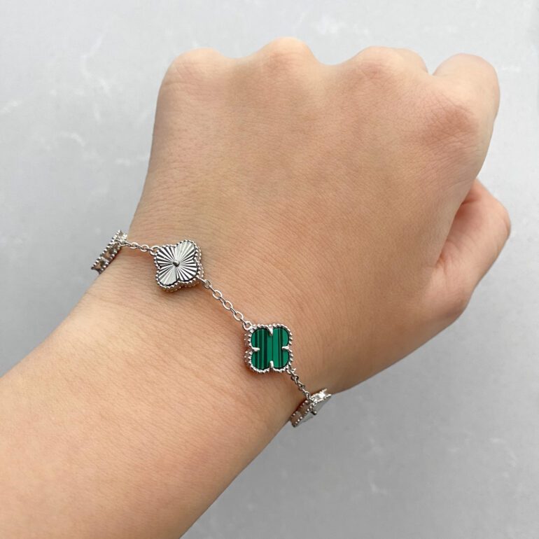 Sterling silver bracelet - Four-leaf clover