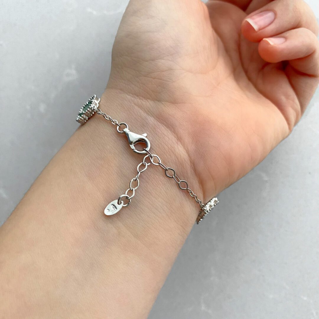 Sterling silver bracelet - Four-leaf clover