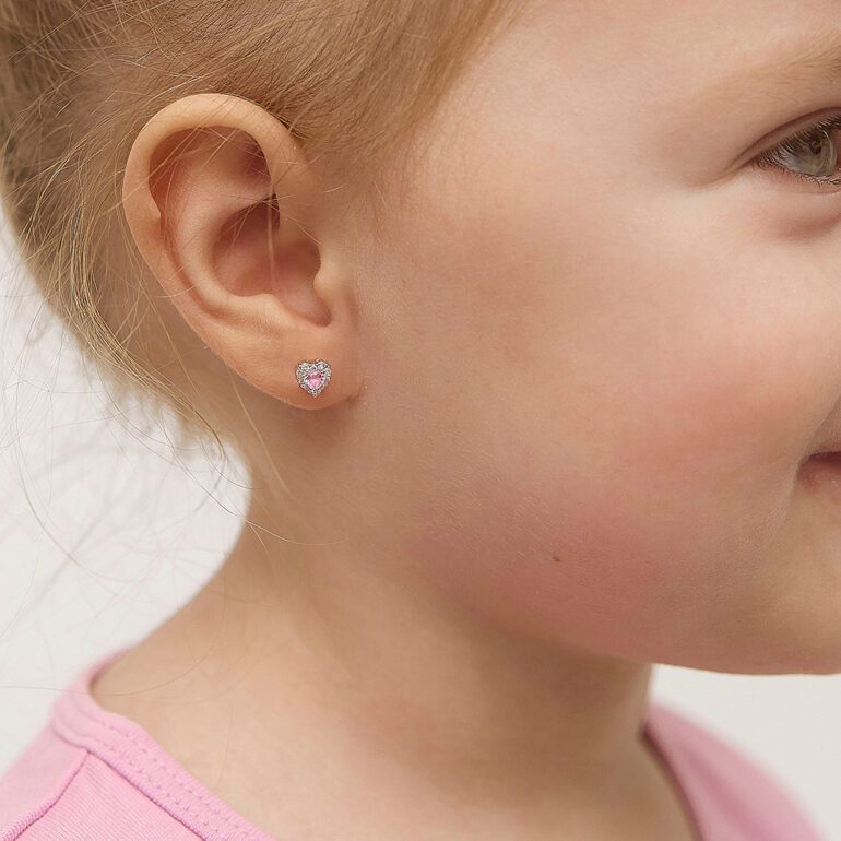 Sterling silver earrings for kids – hearts