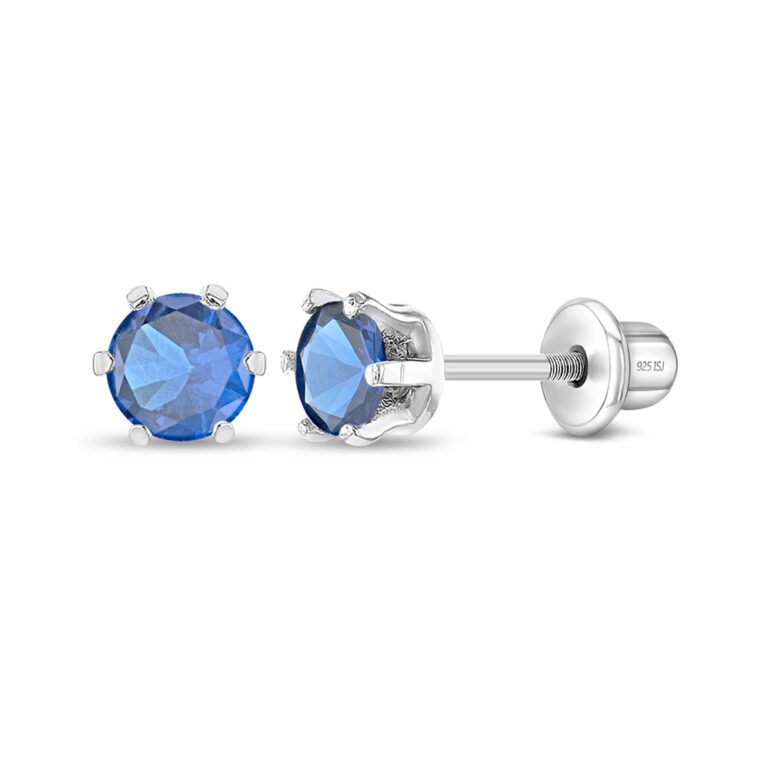 A pair of sterling silver stud kids earrings with cubic zirconia