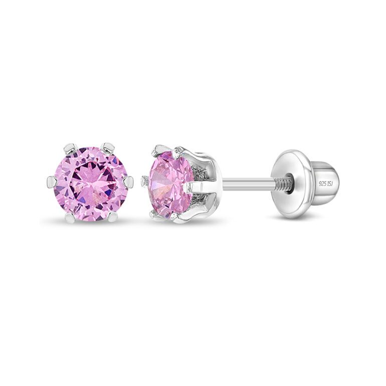 A pair of sterling silver stud kids earrings with cubic zirconia