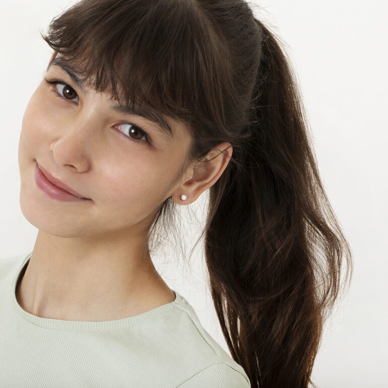 Sterling Silver Kids Earrings With Cubic Zirconia