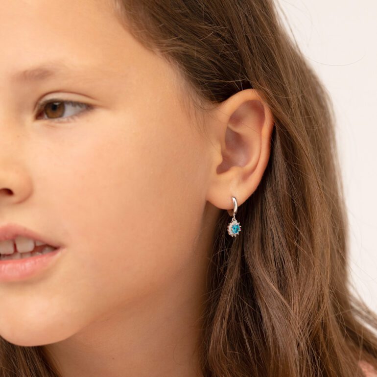 Sterling silver hoop earrings with cubic zirconia