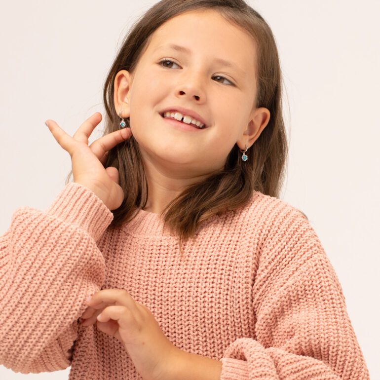 Sterling silver hoop earrings with cubic zirconia