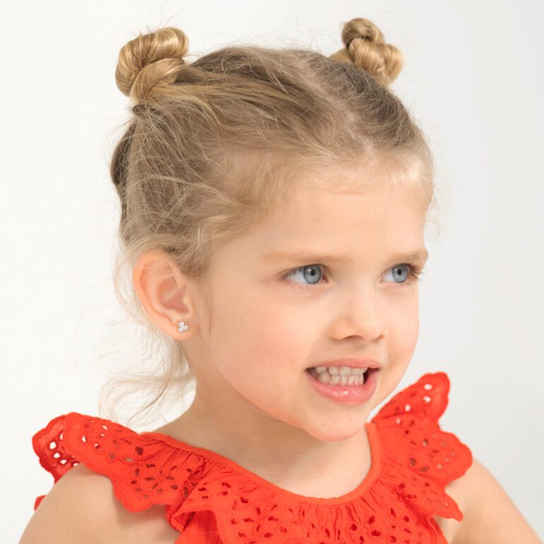 Sterling silver kids earrings with cubic zirconia