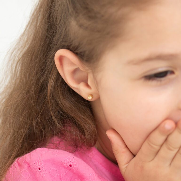 Vaikiški geltono aukso užsukami auskarai