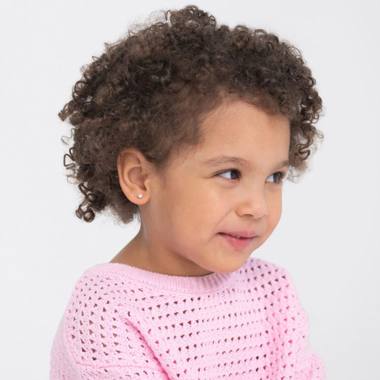 Vaikiški geltono aukso užsukami auskarai su cirkoniais