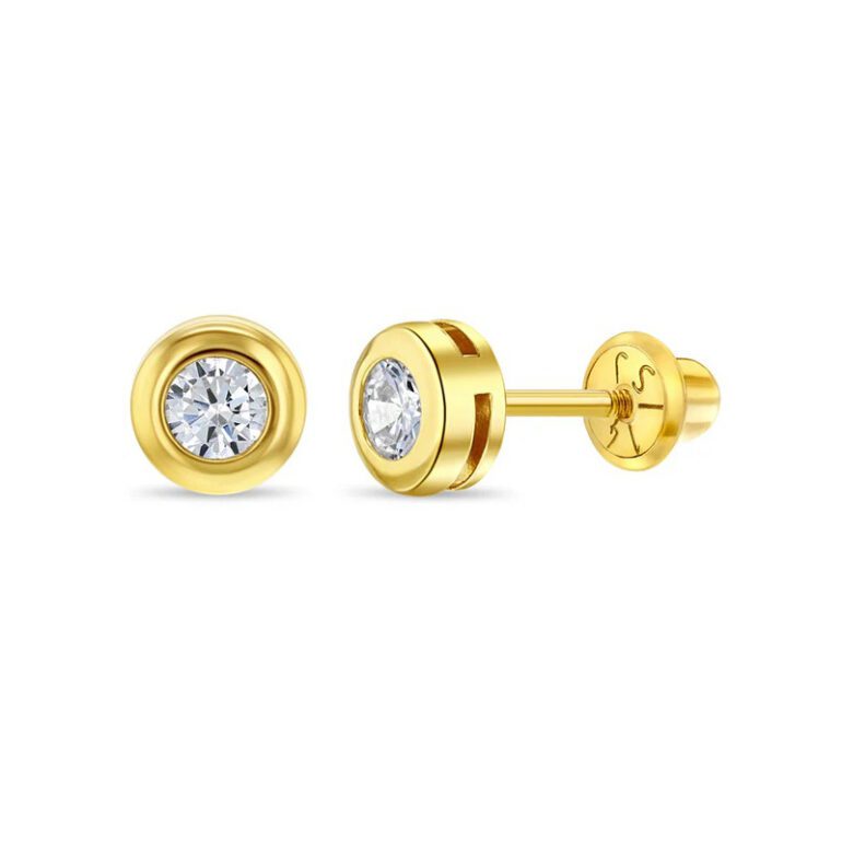 Yellow gold stud earrings for kids