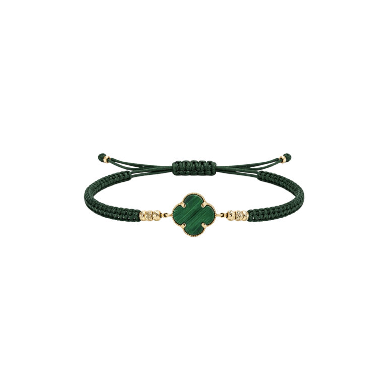 Bracelet With Golden Beads - Four-leaf Clover