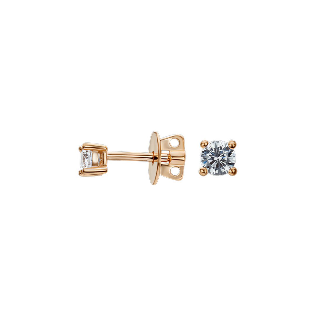 Rose gold stud earrings with cubic zirconia