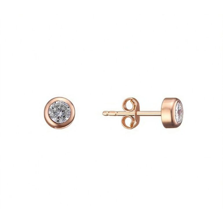 Rose gold stud earrings with cubic zirconia