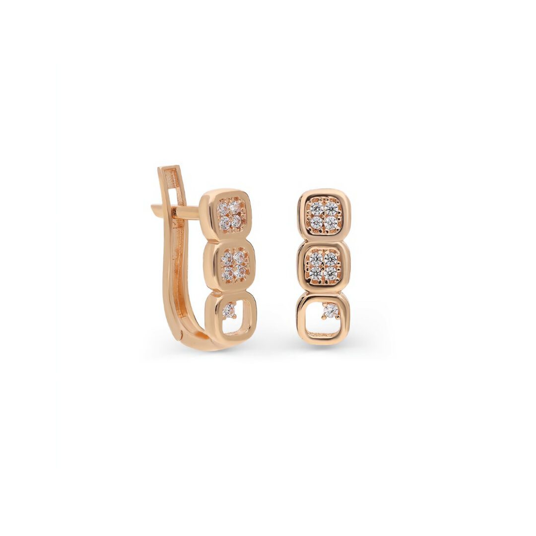 Rose gold earrings with cubic zirconia