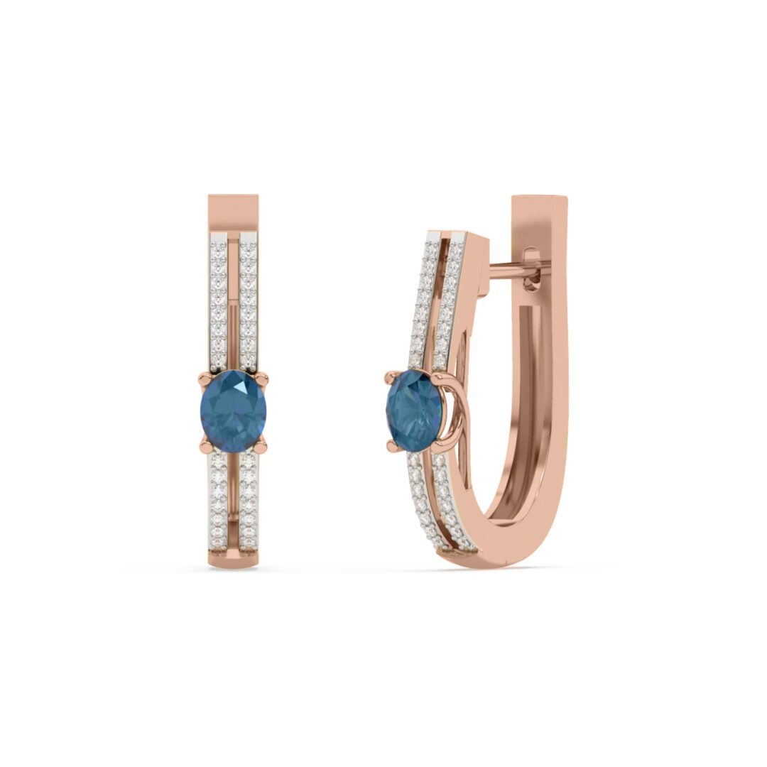 Rose gold earrings with London blue topaz and diamonds