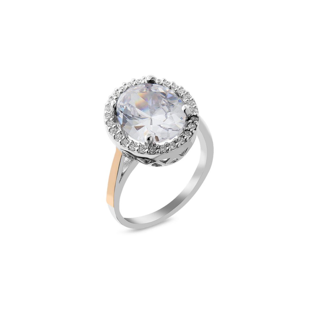 Gold plated sterling silver ring with cubic zirconia