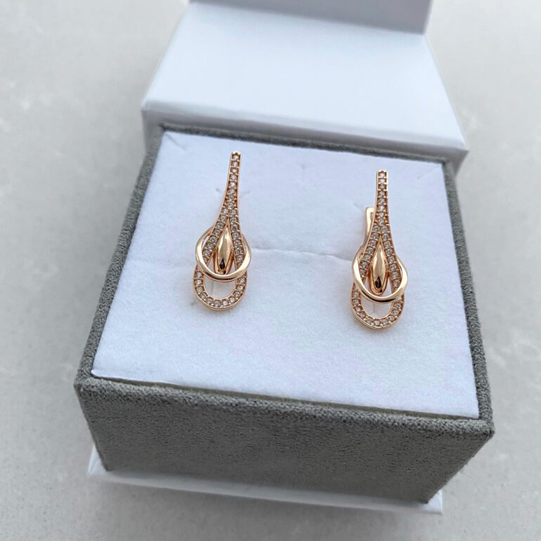 Rose gold earrings with cubic zirconia