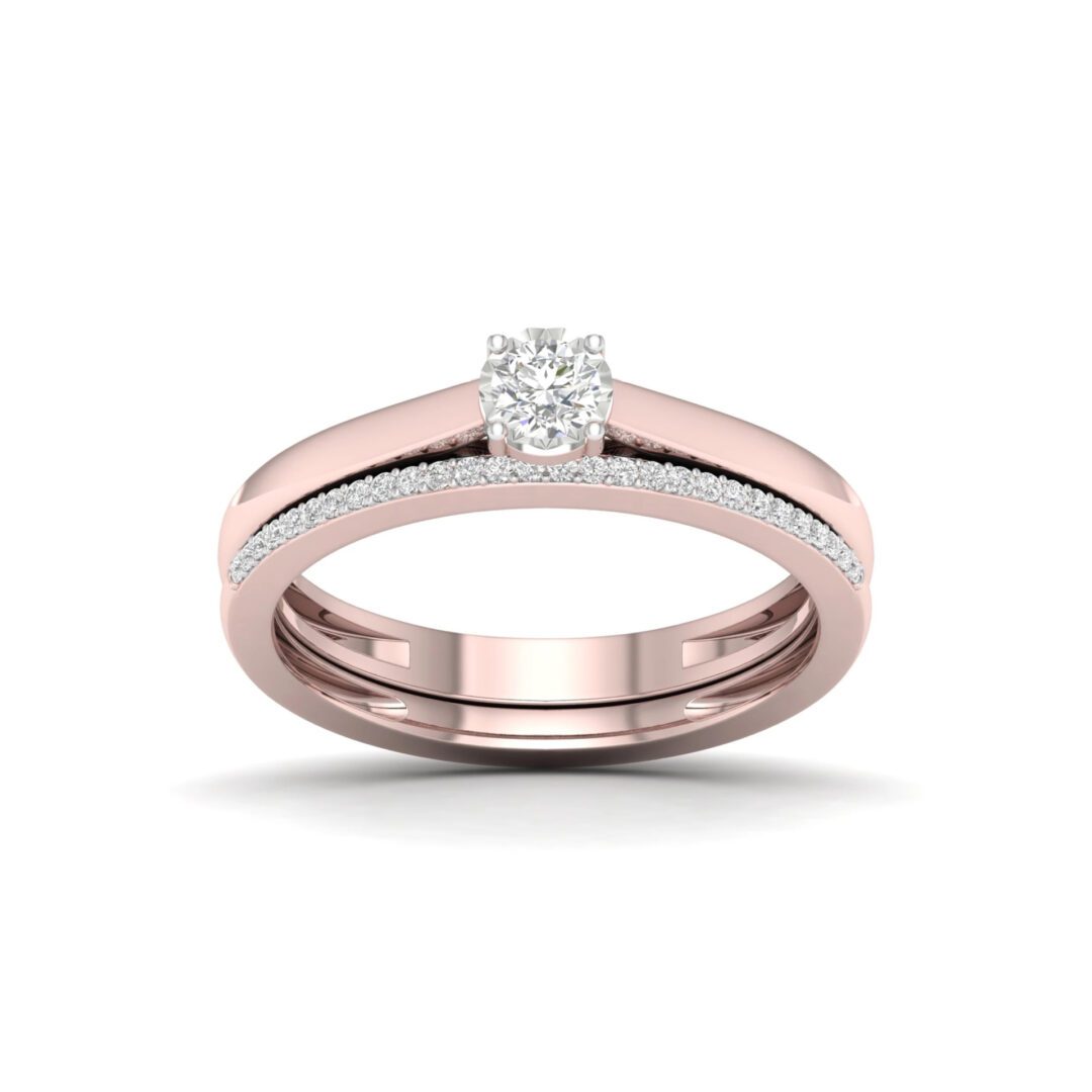 A double rose gold ring with diamonds