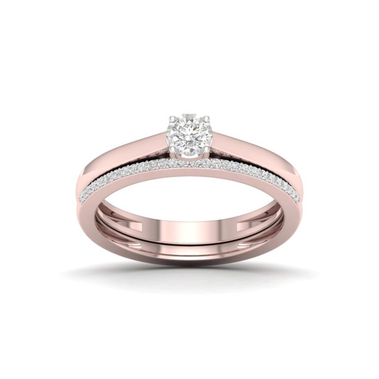 A double rose gold ring with diamonds