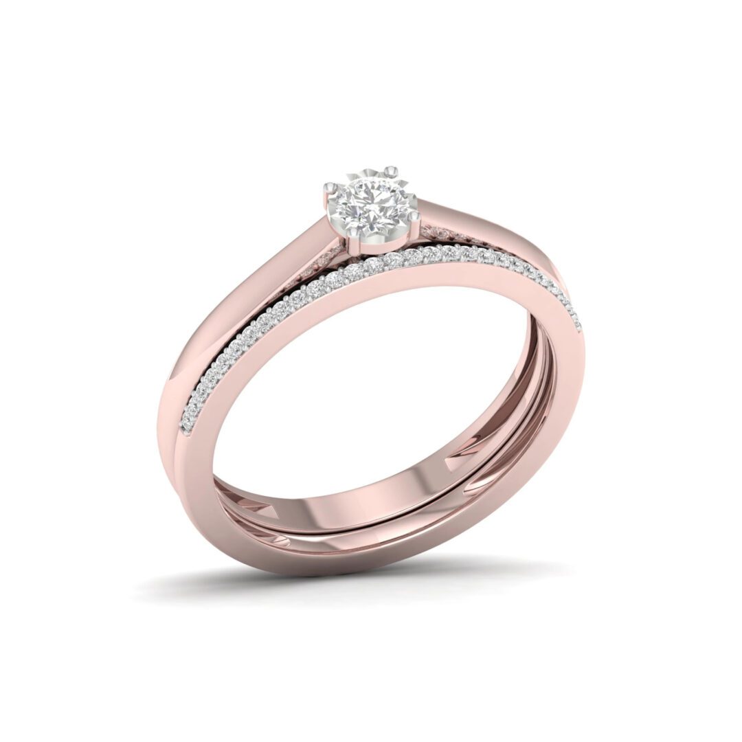 A double rose gold ring with diamonds