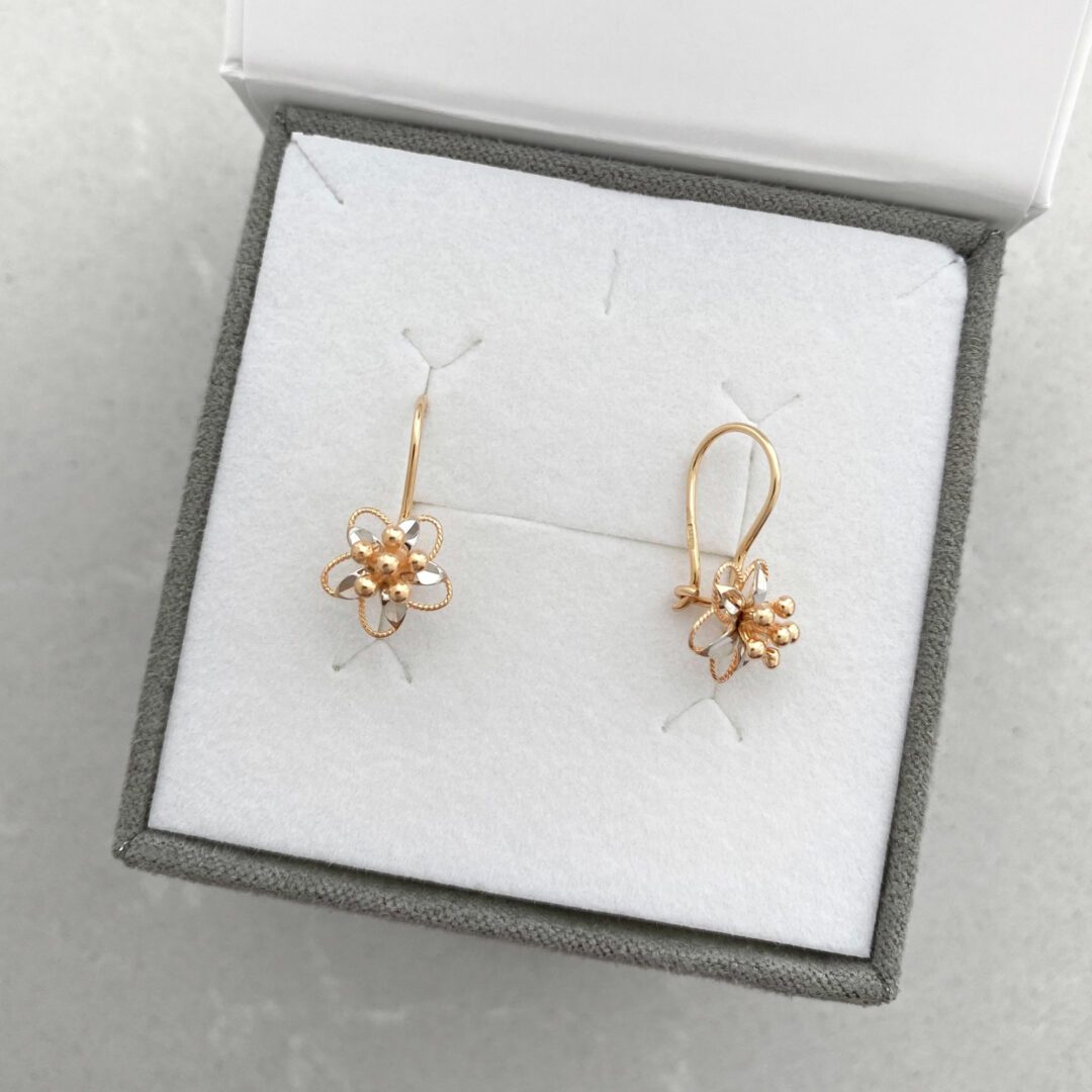 Rose gold flower earrings